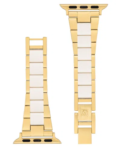Anne Klein Women's Gold-tone And White Tide Plastic Bracelet Designed For Apple Watch 42mm (series 1-3 Only) &  In Gold