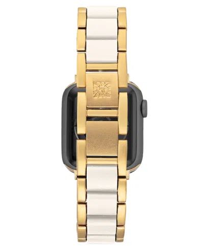 Anne Klein Women's Gold-tone And White Tide Plastic Bracelet Designed For Apple Watch 42mm (series 1-3 Only) &  In Gold