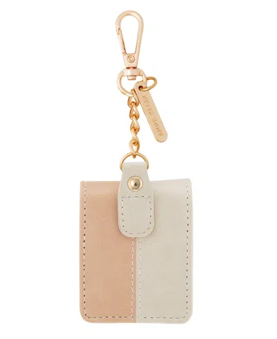 Anne Klein Women's Blush Pink And Beige Faux Leather Case With Spring Clip Designed For Airpods In Multi