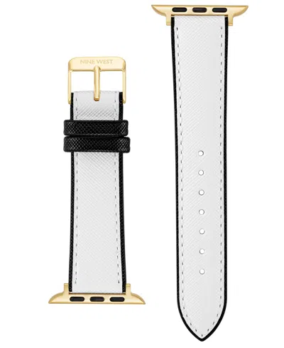 Nine West Women's Saffiano Textured Faux Leather Band Designed For Apple Watch 42mm (series 10) & 38/40/41mm In White