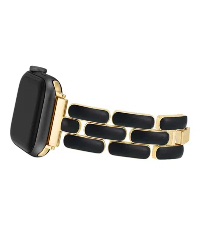 Anne Klein Women's Black Enamel And Gold-tone Alloy Metal Bracelet Designed For Apple Watch 42mm (series 10) &  In Multi