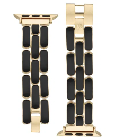 Anne Klein Women's Black Enamel And Gold-tone Alloy Metal Bracelet Designed For Apple Watch 42mm (series 10) &  In Multi