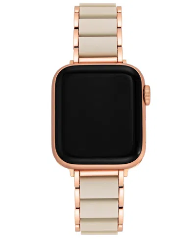 Anne Klein Women's Rose Gold-tone Alloy Metal And Cream Silicone Bracelet Designed For Apple Watch 42mm (series In Gold