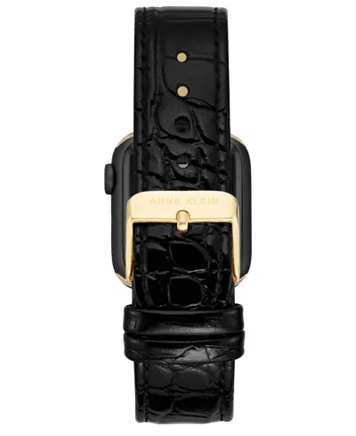 Anne Klein Women's Black Crocograin Genuine Leather Band Designed For Apple Watch 42mm (series 10) & 38/40/41mm In Black