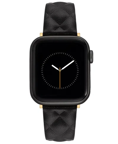 Anne Klein Women's Black Quilted Genuine Leather Band Designed For Apple Watch 42mm (series 1-3 Only) & 44/45/4 In Black