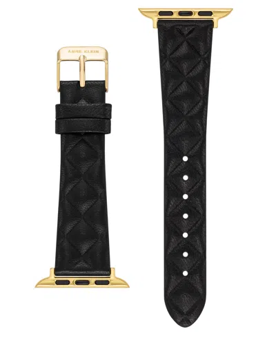 Anne Klein Women's Black Quilted Genuine Leather Band Designed For Apple Watch 42mm (series 1-3 Only) & 44/45/4 In Black