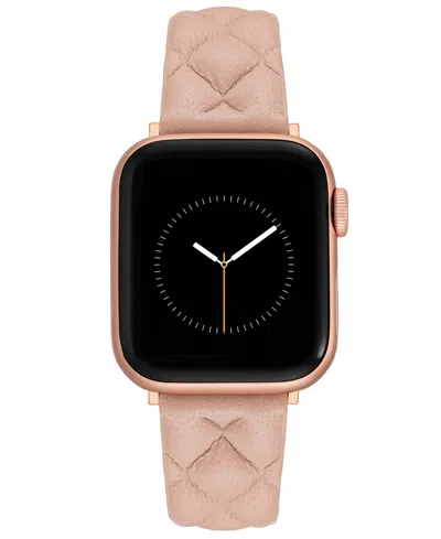 Anne Klein Women's Blush Pink Quilted Genuine Leather Band Designed For Apple Watch 42mm (series 1-3 Only) & 44 In Pink