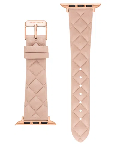 Anne Klein Women's Blush Pink Quilted Genuine Leather Band Designed For Apple Watch 42mm (series 1-3 Only) & 44 In Pink