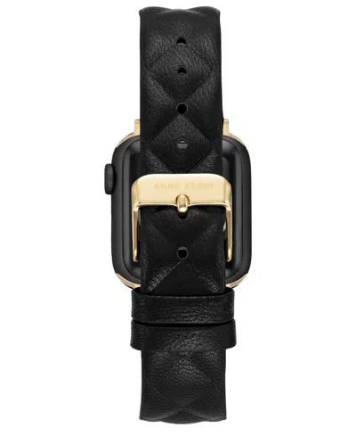 Anne Klein Women's Black Quilted Genuine Leather Band Designed For Apple Watch 42mm (series 1-3 Only) & 44/45/4 In Multi