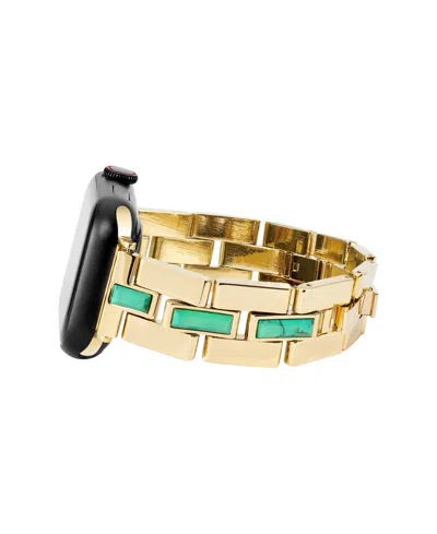 Anne Klein Women's Gold-tone Alloy Metal Bracelet With Genuine Turquoise Designed For Apple Watch 42mm (series  In Gold