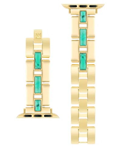 Anne Klein Women's Gold-tone Alloy Metal Bracelet With Genuine Turquoise Designed For Apple Watch 42mm (series  In Gold