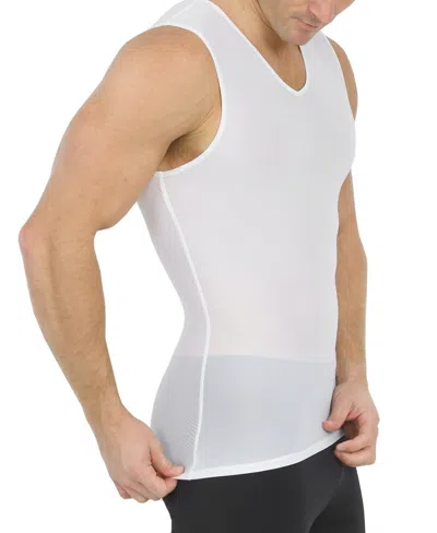 Instaslim Men's Big & Tall Power Mesh Compression Sleeveless V-neck Shirt In White