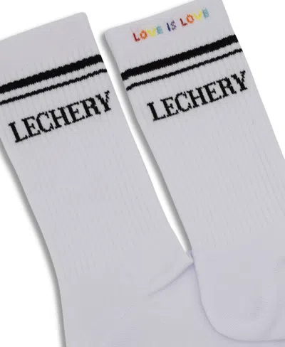 Lechery Women's Love Is Love Varsity Striped Crew Socks In White