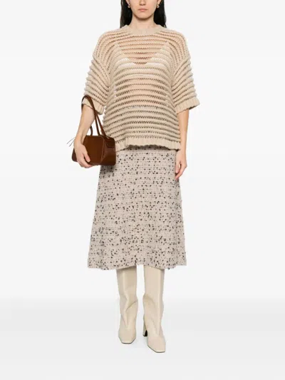 Fabiana Filippi Textured Open-knit Ribbed Knitwear Piece In Neutral