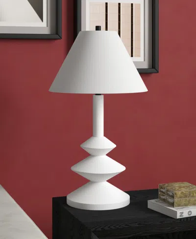 Hudson & Canal Abilene 28" Resin Triple Gourd Lamp With Fabric Shade In White