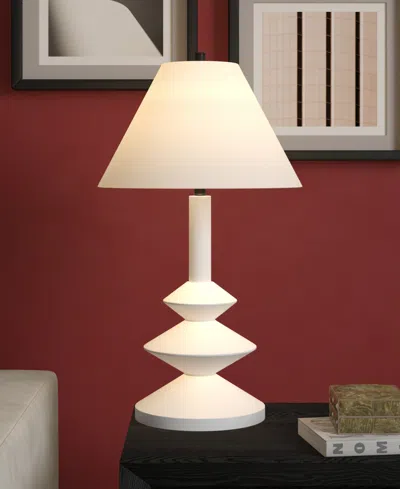 Hudson & Canal Abilene 28" Resin Triple Gourd Lamp With Fabric Shade In White