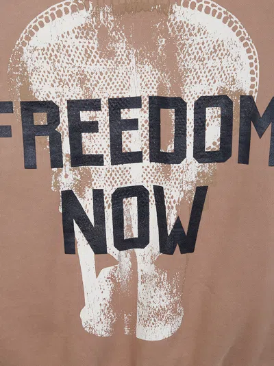 Fear Of God Hooded Sweatshirt With Graphic Print And Ribbed Cuffs In Brown