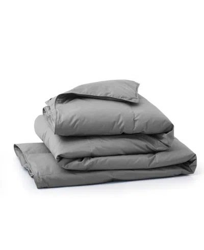 Unikome Cotton Goose Down Feather Fiber Comforter, Twin In Gray