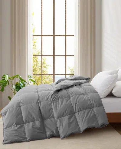 Unikome Cotton Goose Down Feather Fiber Comforter, Full/queen In Gray