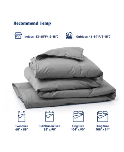 Unikome Cotton Goose Down Feather Fiber Comforter, Full/queen In Gray