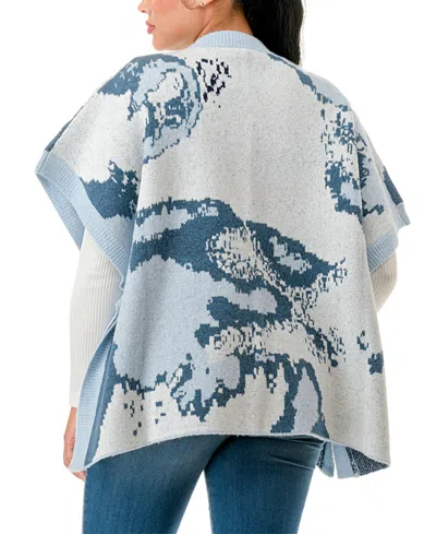Marcus Adler Abstract Print Knit Topper Scarf In Blue
