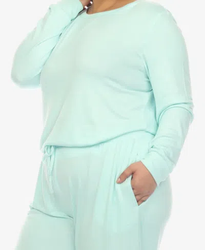 White Mark Plus Size Lounge Set, 2-piece In Blue