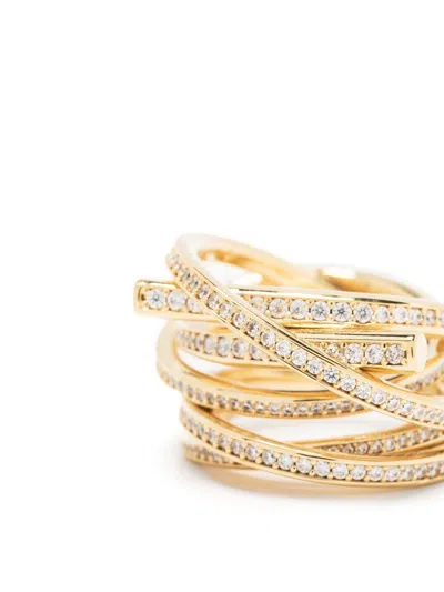 Ferragamo Stone Island Crew Neck Sweatshirt With Logo Patch In Gold