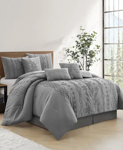 Stratford Park Lexia Leaves 7-pc. Comforter Set, California King In Gray