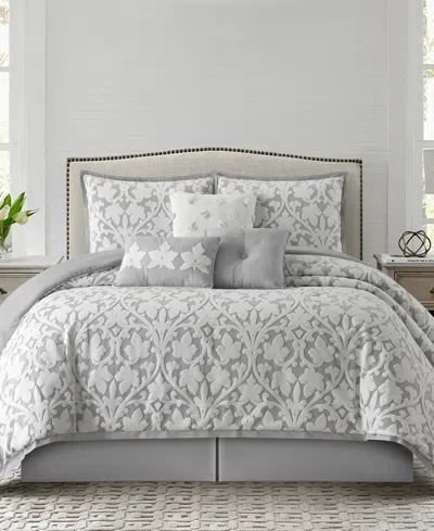 Stratford Park Adissa Floral 7-pc. Comforter Set, California King In Gray