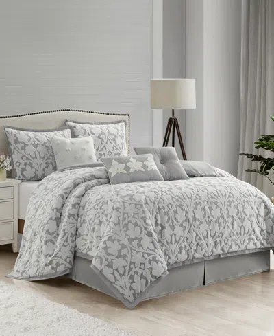 Stratford Park Adissa Floral 7-pc. Comforter Set, California King In Gray