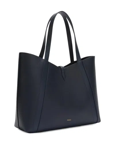Furla Large Goccia Leather Tote Bag In Blue