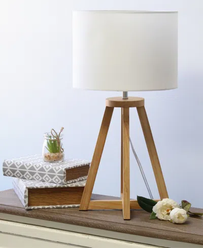 Simple Designs Interlocked Triangular Wood Table Lamp In Multi