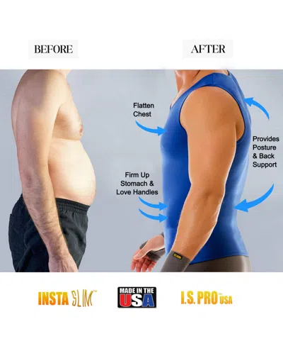 Instaslim Men's Big & Tall Compression Activewear Muscle Tank Top In Blue