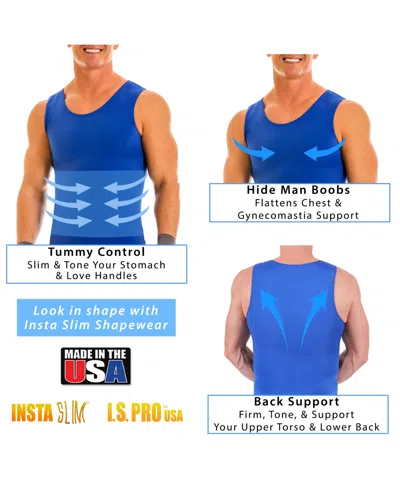 Instaslim Men's Big & Tall Compression Activewear Muscle Tank Top In Blue