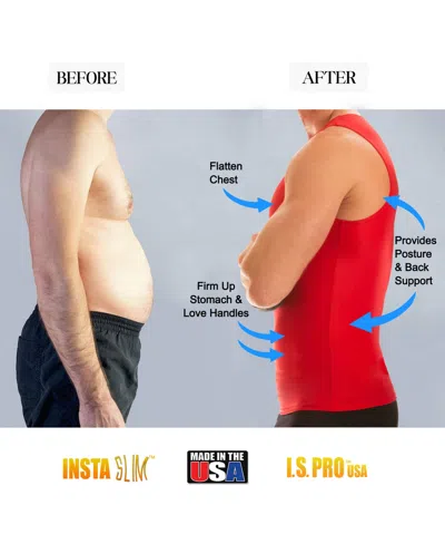 Instaslim Men's Big & Tall Compression Activewear Muscle Tank Top In Red