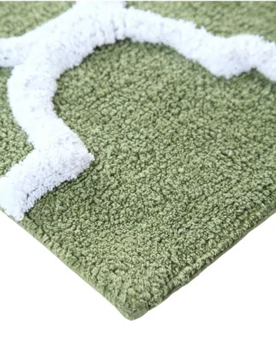 Saffron Fabs Geometric Non-skid Cotton Bath Rug, 30" X 50"