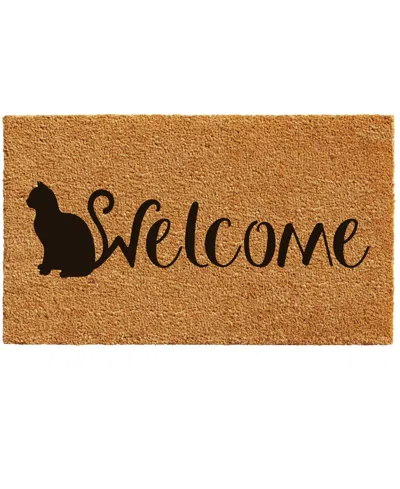Home & More Feline Welcome Coir/vinyl Doormat, 17" X 29" In Multi