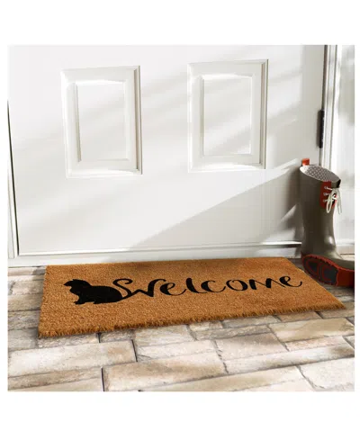 Home & More Feline Welcome Coir/vinyl Doormat, 17" X 29" In Multi
