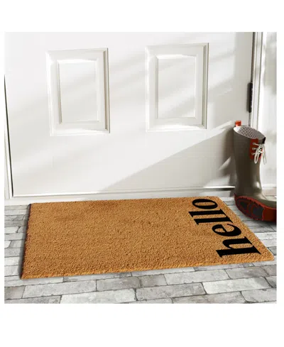 Home & More Vertical Hello Coir/vinyl Doormat, 24" X 36" In Multi