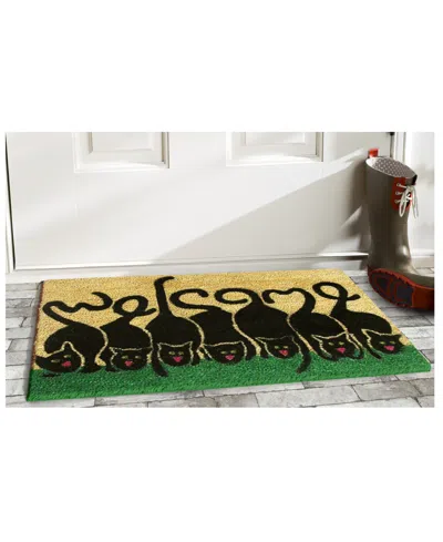 Home & More Cats Welcome Natural Coir/vinyl Doormat, 24" X 36" In Multi
