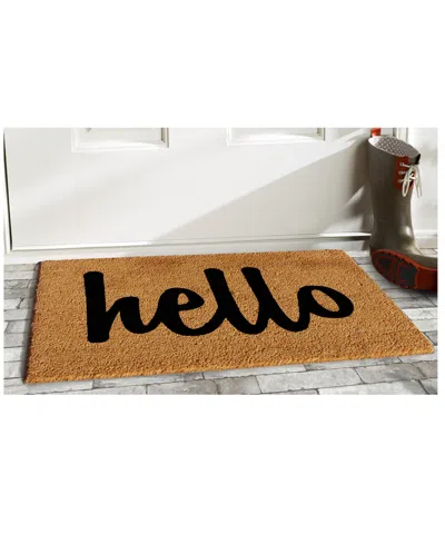 Home & More Hello Script Coir/vinyl Doormat, 24" X 36" In Multi