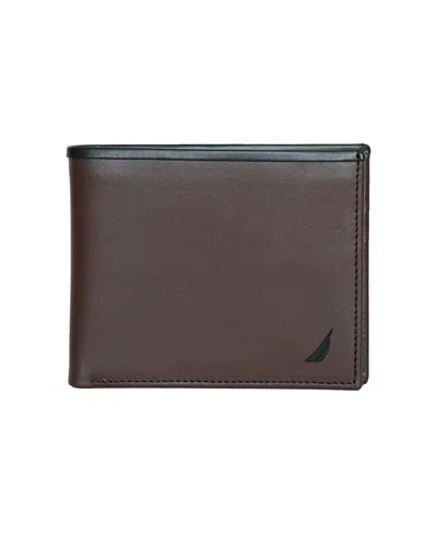 Nautica Men's Pop J Class Bifold Wallet In Brown