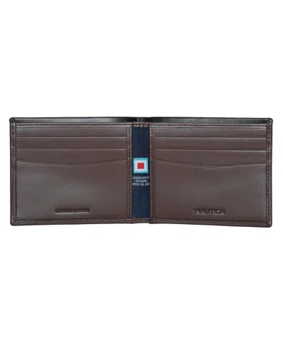 Nautica Men's Pop J Class Bifold Wallet In Brown