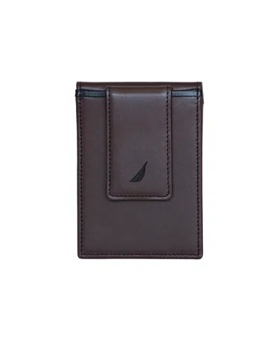 Nautica Men's Pop J Class Front Pocket Wallet In Brown