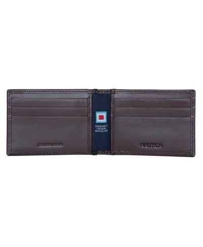 Nautica Men's Pop J Class Front Pocket Wallet In Brown