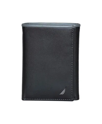 Nautica Men's Pop J Class Trifold Wallet In Black