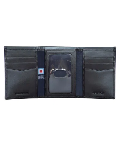 Nautica Men's Pop J Class Trifold Wallet In Black