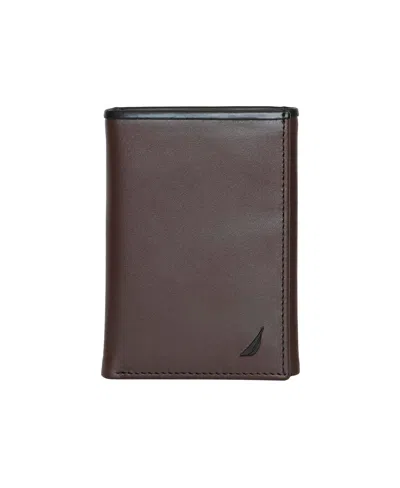 Nautica Men's Pop J Class Trifold Wallet In Brown