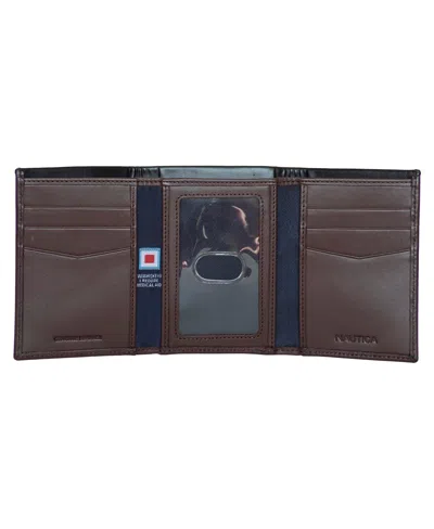 Nautica Men's Pop J Class Trifold Wallet In Brown
