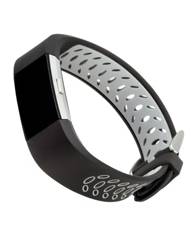 Withit Black And Grey Silicone Sport Band Designed For Fitbit Charge 2 In Multi